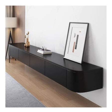 TV-Schrank aus Massivholz, Couchtisch, modern, kleine Wohnung, Wohnzimmer, Schlafzimmer, Zuhause, Video, Multimedia-Schrank, Wandschrank (Schwarz, 160 cm)