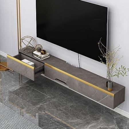 Wandmontage TV-Schrank - TV Lowboard Hängend - TV Schrank Hängend, TV-Lowboard, TV-Board, Schwebender TV-Ständer Aus Holz Zur Wandmontage, Schwebendes TV-Ständer-Komponentenregal ( Color : Black , Siz