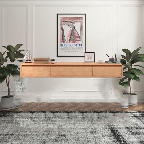 YUZDNM Tv Lowboard - Tv Schrank Hängend - Wandmontage TV-Schrank, Hängend TV-Schrank 120/140 cm Moderner TV Lowboard Board, Wand Multimedia Wandregal Fernsehschrank Medienkonsole(Yellow,140X24X20CM)