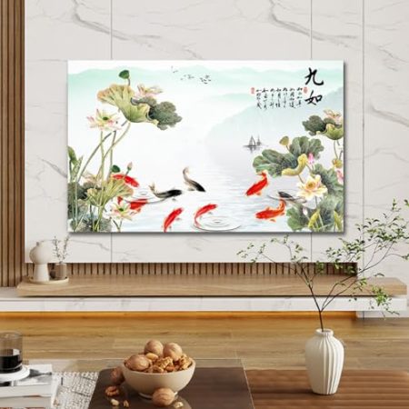 VUT Tv-Abdeckung Im Amerikanischen Pastoral-Stil, Tv-staubschutz Zum Aufhängen Im Innenbereich Für An Der Wand Montiertes Desktop-tv-zubehör Mit Gebogenem LCD-Bildschirm(Size:78in(182x105cm),Color:B)