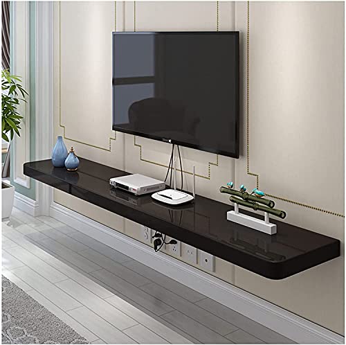 Vendics Tv-Ständer Schrank Tv-Wandeinheiten Für Wohnzimmer Medienkonsole Schwebende Tv-Ständer Wandmontierte Tv-Schrank Für Wohnzimmer Unterhaltung Zimmer Büro/Black/140X24X2.5Cm