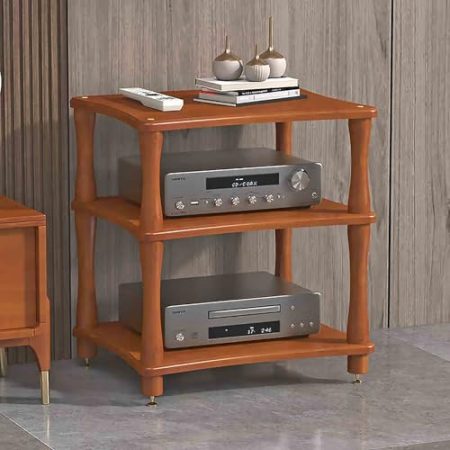 ZIHESY Moderner HiFi Regal AV-Schrank Audio Komponentenschrank, Holz HiFi Rack Offenes CD-Player-Regal, für DVD Spieler/Spielkonsolen/TV Boxen/WiFi Router(Yellow,64cm/25.2in)