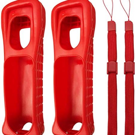 2 x Silikon-Schutzhülle mit Handschlaufe, Ersatz für Wii-Fernbedienung (rot)