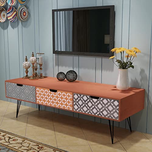 VACARX TV-Schrank mit 3 Schubladen, 120 x 40 x 36 cm, Braun, Artikelfarbe: Braun