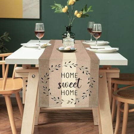 Tischläufer Beige, Küche Esstisch, Tischläufer Modern Dekoration für Drinnen und Draußen, Urlaub, Party, Waschbar, Heimdekoration, Tischdecke, Esstisch, Hochzeit (40 x 140 cm)