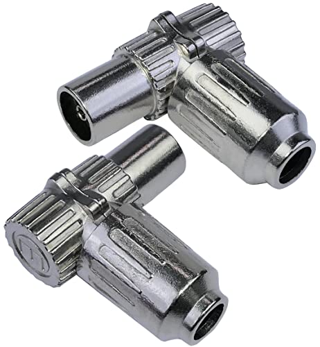 AERZETIX - C53523 - Satz von 2 Antennenanschlüsse/antennenbuchsen/steckverbinder/anschlüsse/antennenstecker TV PAL buchse weiblich eckige/abgewinkelt winkel 90° für koaxialkabel - aus metal