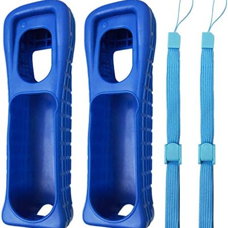 2 x Silikon-Schutzhülle mit Handschlaufe, Ersatz für Wii-Fernbedienung (blau)