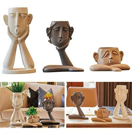 zaizai 3Er Pack Abstrakte Figuren Blumenvase Statue Indoor Kleine Sukkulenten Blumentopf, Kreative Dekoration Zubehör Im Nordischen Stil In Tv-Schrank, Veranda, Weinschrank, Bastelmöbel