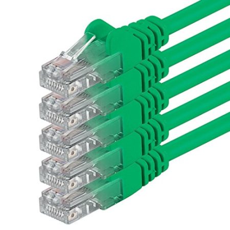 1aTTack.de 0,25m - grün - 5 Stück - (PACK) - CAT.6 CAT6 Ethernet-Lan-Netzwerk-Kabel 1000 Mbit/s Patchkabel