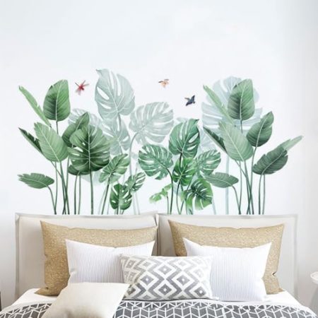 Wandtattoo Tropische Pflanzen Grüne Wandaufkleber Blätter VerlässtPalmenblätter Wandsticker Wanddeko für Tür Schlafzimmer Wohnzimmer TV Hintergrund