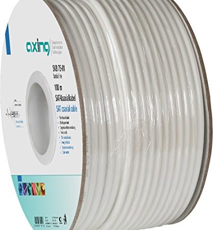Axing SKB 75-01 Mini-Koaxialkabel 2-Fach geschirmt für Sat u. Kabelfernsehen (100 m Spule) weiß