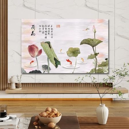 VUT Tv-Abdeckung Im Amerikanischen Pastoral-Stil, Tv-staubschutz Zum Aufhängen Im Innenbereich Für An Der Wand Montiertes Desktop-tv-zubehör Mit Gebogenem LCD-Bildschirm(Size:75in(174x100cm),Color:C)