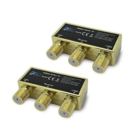 ARLI HD DiseqC Schalter 2 x 2/1 vergoldet Switch Umschalter mit Wetterschutzgehäuse Wetterschutz 2X SAT LNB 1 x Teilnehmer/Receiver FullHD HDTV 3D 4K UHD Verteiler Gold 2x1 2 1 DiSEqC 2 Stück