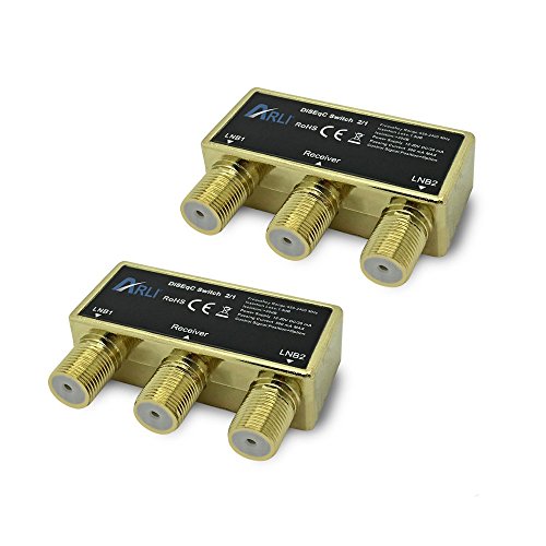 ARLI HD DiseqC Schalter 2 x 2/1 vergoldet Switch Umschalter mit Wetterschutzgehäuse Wetterschutz 2X SAT LNB 1 x Teilnehmer/Receiver FullHD HDTV 3D 4K UHD Verteiler Gold 2x1 2 1 DiSEqC 2 Stück