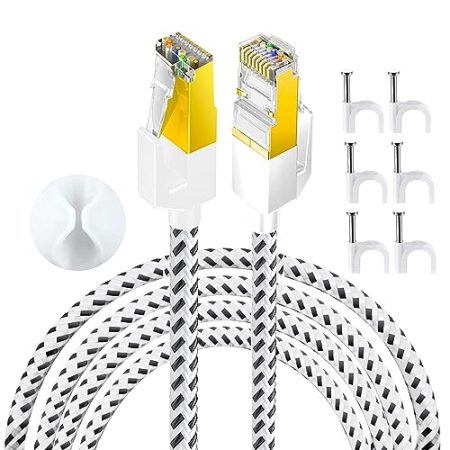 HuLuWa Lan Kabel,netzwerkkabel,Cat7 Ethernet Kabel - 3 Meter, Nylon geflochten, RJ45 vergoldeter Stecker für Router, Modem, TV und Laptop