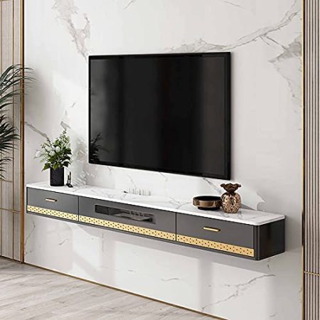 Wandbehang TV-Schrank, schwimmende Unterhaltungswandeinheit für Wohnzimmer Unterhaltungsraum Büro, mit Schublade und Wifi-Loch/B / 120cm