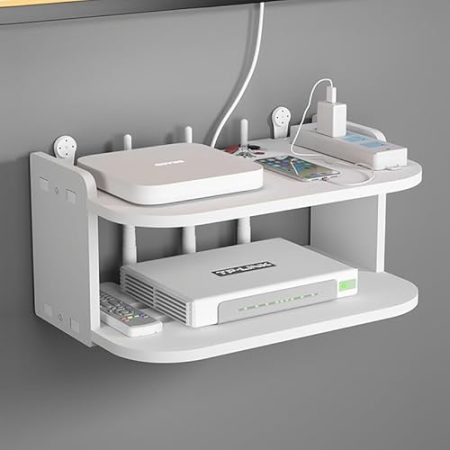 XMWOEIX Modernes, Schlichtes Router-Rack, DVD-Player-Halterung, 30 x 20 x 13 cm, für TV-Box, Apple TV, Roku 3/2, Router, Set-Top-Box, Mini-PC, TV-Zubehör (Farbe: Weiß)