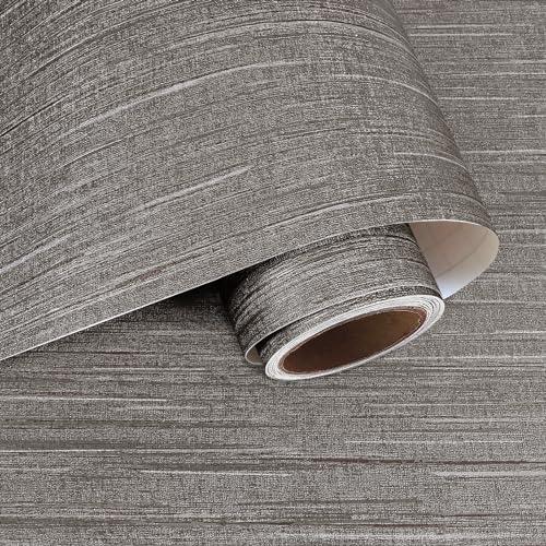VaryPaper Tapete Stoffoptik Silber Braun Klebetapete Selbstklebend Wand 40cmx200cm Strukturtapete Braun Klebefolie Möbel Arbeitsplatte Folie Tapeten Wohnzimmer Modern Schlafzimmer Klebefolie Schrank