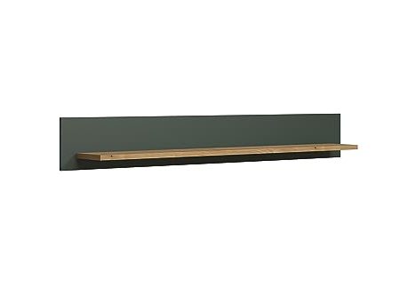 trendteam smart living - Wandboard Wandregal Bücherleiste - Stanton - Aufbaumaß (BxHxT) 156 x 22 x 22 cm - Farbe Tannengrün mit Evoke Eiche - 220948104