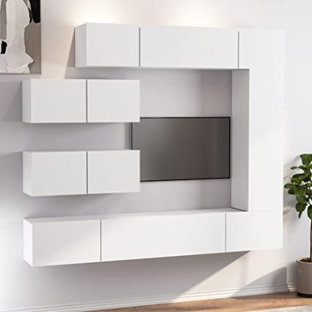 ZEYUAN 7-TLG. TV-Schrank-Set Weiß Holzwerkstoff, Wohnzimmer Möbel, Sideboard Wohnzimmer, Fernsehschrank, Tv Kommode, Tv Lowboard, Tv Möbel, Wohnwand