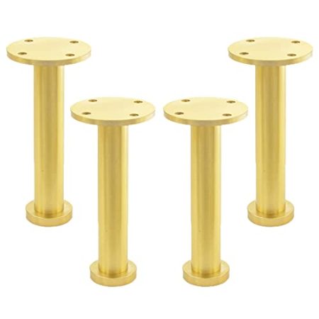 Gold Möbelbeine Reinem Kupfer Sofafüße Höhenverstellbare 10mm Möbelfüße Schrank Stützbeine Metall Ersatz Bett Stühle Füße DIY-Hardware Zubehör, 4 Stück (6cm/2.4in)