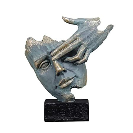 VNSMM die Statue Skulptur Harz Denker Figur Gesicht Statue Bücherregal Zimmer Dekoration Zubehör Skulptur Deko(B)