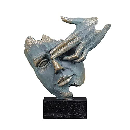 VNSMM die Statue Skulptur Harz Denker Figur Gesicht Statue Bücherregal Zimmer Dekoration Zubehör Skulptur Deko(B)