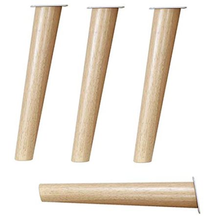 WaiMin Massivholz-Möbelbeine × 4, Holz-Farbe, Sofa-Unterstützung, Tischbeine, Couchtisch, TV-Tischfuß, geneigter Kegel, erhöhtes Bett-Zubehör (12,2 - 48,6 cm)
