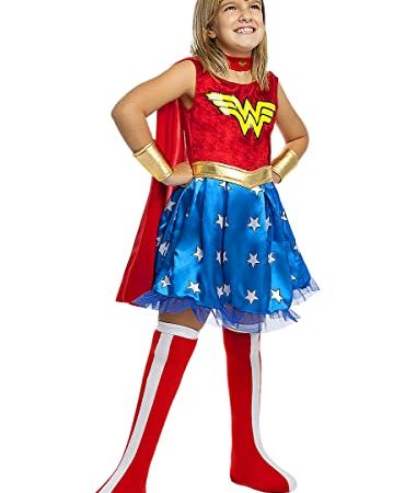 Funidelia | Wonder Woman Kinderkostüm 100% OFFIZIELLE für Mädchen Größe 3-4 Jahre Superhelden, DC Comics, Justice League - Farben: Bunt, Zubehör für Kostüm - Lustige Kostüme für Deine Partys