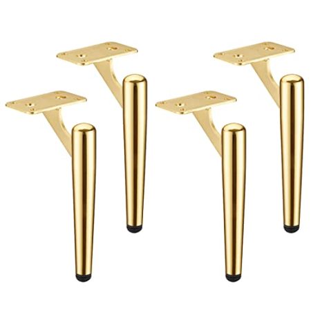 4 Stück Möbelfüße Metall Möbelbeine Gold Schrankfüsse DIY Ersatz Sofafüße Stützfuß Hardware-Zubehör, für Schreibtisch Bett TV-Schränke Arbeitsplatte (30cm/11.8in)