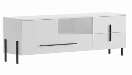 Generic Lowboard Justine Schrank Weiß TV Schrank Wohnzimmer (Weiss), 1D2K1S