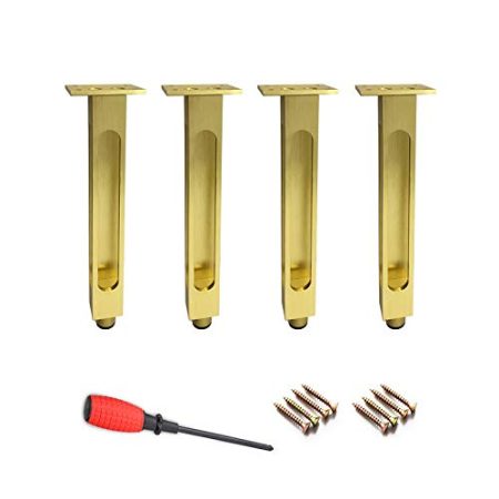 AVRYN Möbelfüße,Tischbeine,Schutzfüße,4X Schrankbeine Aluminium,Möbelfüße rutschfest,Ersatzbeine quadratisch,mit Zubehör,stabil,sichere Tischfüße,Gold,30cm/12in (Color : Gold)
