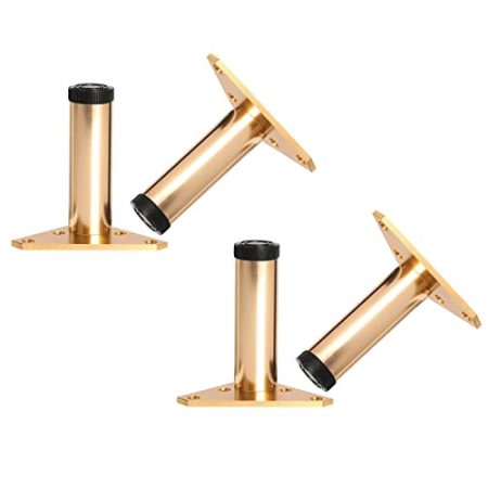 WHLMYH Möbelfüße, 4 Stücke Möbelfüße, Schrank Fuß, Verstellbare Aluminiumlegierung Küche Füße, Gold, Mit-Rutsch-Gummi-Pad An Der Unterseite, Für Tv-Schränke Stützbein Hardware Zubehör/12Cm/4.7In