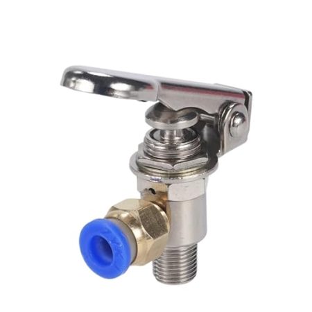 Auslassventil 3-Wege M5 Innengewinde 1/8" Außengewinde Druckknopfschalter TAC-3P-34T Luftpneumatisches mechanisches Ventil mit Zubehör TV-3P(8MM)