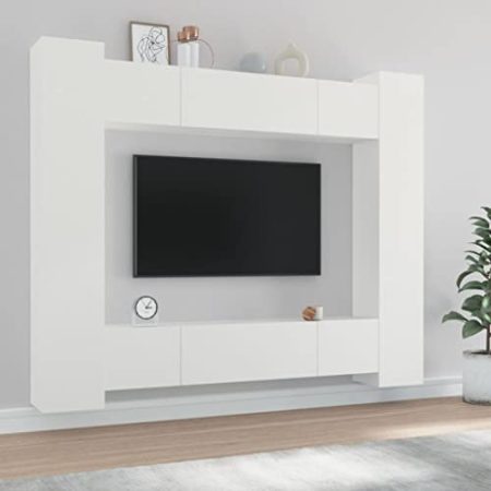 ZEYUAN 8-TLG. TV-Schrank-Set Weiß Holzwerkstoff, Wohnzimmer Möbel, Sideboard Wohnzimmer, Fernsehschrank, Tv Kommode, Tv Lowboard, Tv Möbel, Wohnwand - 3114230