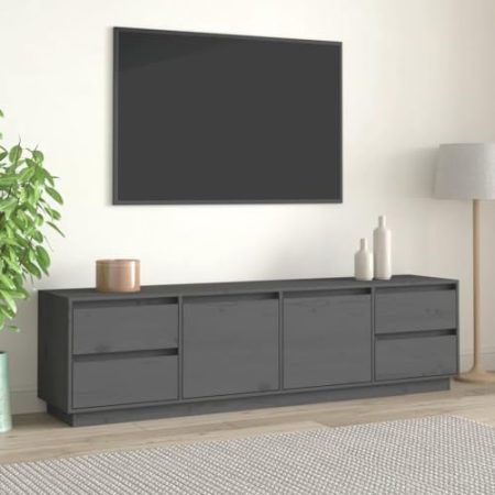 AJSEOYBS Fernseher Schrank,Fernsehschranktv-Schrank Grau 176x37x47,5 cm Massivholz Kiefergeeignet Geeignet für Wohnzimmer, Schlafzimmer, Büro, Empfangsraum, Arbeitszimmer