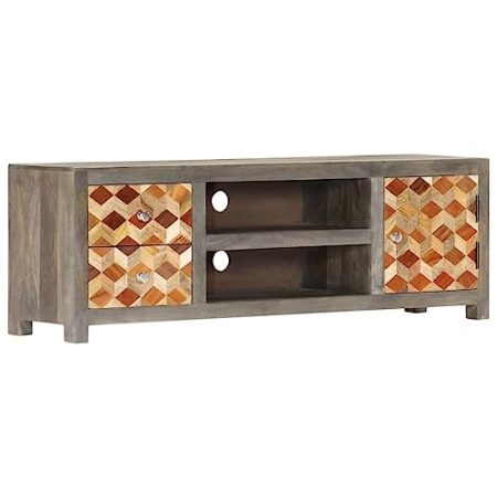 AJSEOYBS Tv Kommode,Wohnwand Moderntv-Schrank Grau 120x30x40 cm Massivholz Mangogeeignet Geeignet für Arbeitszimmer, Wohnzimmer, Schlafzimmer und Empfangsräume