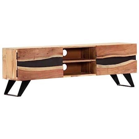 THOYTOUI TV möbel Lowboard Sideboard Fernseher TV Table TV Standregal Hi-Fi Standregal TV-Schrank 140 x 30 x 45 cm Massivholz Akazie Geeignet für Wohnzimmer Schlafzimmer Wohnung Hotel