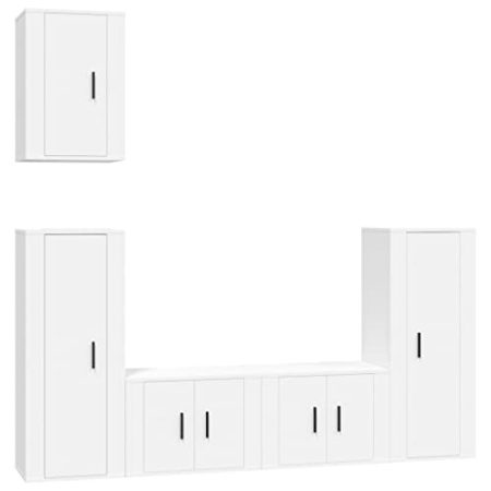 Annlera TV-Ständer 5-TLG. Hängende TV-Schrank-Set TV-Konsole Fernsehschrank Wandmontage Medienschrank Modernen Beistellschrank Trendigen und Dennoch Praktischen Design Weiß