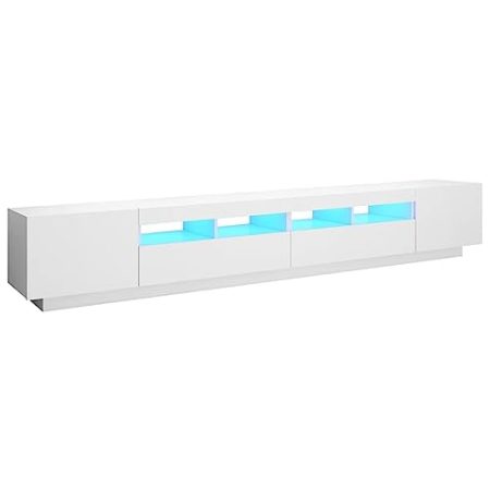 HEFZGDB TV-Schrank mit LED-Leuchten Weiß 260x35x40cm Living Room Cabinets Tv Lowboard Tv Ständer Sideboard Tv für Büro Wohnbereich Erholungsraum Schlafzimmer