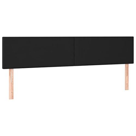 vidaXL LED Kopfteil, Bettkopfteil mit Holzbeinen, Höhenverstellbar Polsterkopfteil für Bett, Betthaupt Bettzubehör Schlafzimmer, Schwarz 180x5x78/88cm Kunstleder
