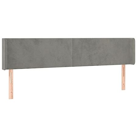 vidaXL Kopfteil mit Ohren Betthaupt Bettkopfteil Polsterkopfteil für Bettgestell Bett Bettzubehör Schlafzimmer Hellgrau 163x16x78/88cm Samt