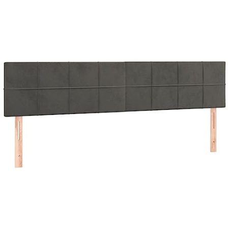 vidaXL Kopfteil 2 STK., Bettkopfteil mit Holzbeinen, Höhenverstellbar Polsterkopfteil für Bett, Betthaupt Bettzubehör Schlafzimmer, Dunkelgrau 90x5x78/88cm Samt