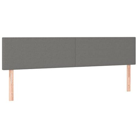 vidaXL Kopfteil 2 STK., Bettkopfteil mit Holzbeinen, Höhenverstellbar Polsterkopfteil für Bett, Betthaupt Bettzubehör Schlafzimmer, Dunkelgrau 80x5x78/88 cm Stoff
