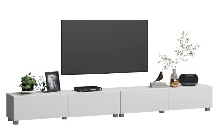 4housedesign® TV Board Lowboard Hängend | Fernsehschrank tv Sideboard Wohnzimmer | Lowboard Wohnzimmer fernsehregal tv Board Hängend tv Shrank tv 55 Zoll - TV Lowboard Weiß Matt 280cm