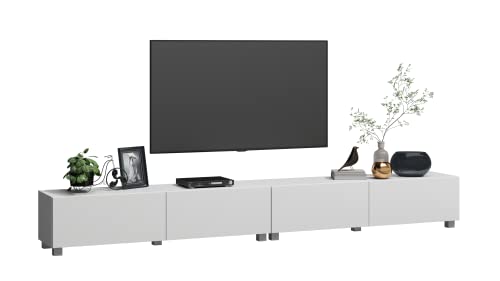 4housedesign® TV Board Lowboard Hängend | Fernsehschrank tv Sideboard Wohnzimmer | Lowboard Wohnzimmer fernsehregal tv Board Hängend tv Shrank tv 55 Zoll - TV Lowboard Weiß Matt 280cm
