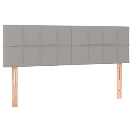 vidaXL Kopfteil 2 STK., Bettkopfteil mit Holzbeinen, Höhenverstellbar Polsterkopfteil für Bett, Betthaupt Bettzubehör Schlafzimmer, Hellgrau 72x5x78/88cm Stoff