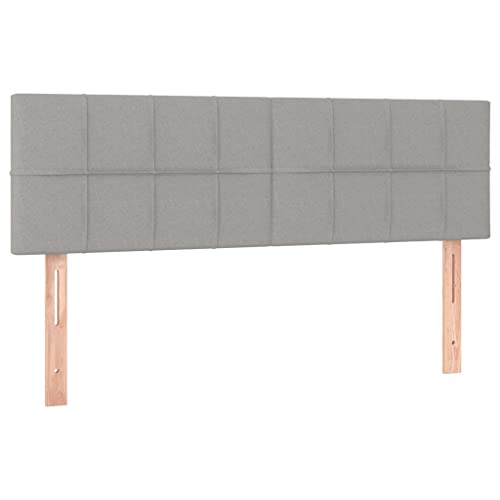 vidaXL Kopfteil 2 STK., Bettkopfteil mit Holzbeinen, Höhenverstellbar Polsterkopfteil für Bett, Betthaupt Bettzubehör Schlafzimmer, Hellgrau 72x5x78/88cm Stoff