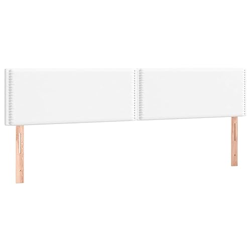 vidaXL Kopfteil 2 STK., Bettkopfteil mit Holzbeinen, Höhenverstellbar Polsterkopfteil für Bett, Betthaupt Bettzubehör Schlafzimmer, Weiß 90x5x78/88cm Kunstleder