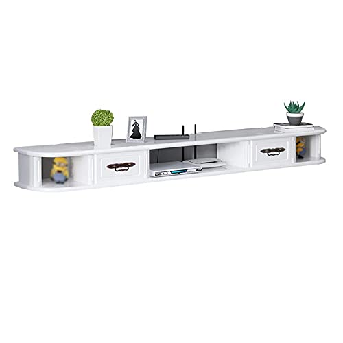 Vendics Tv-Ständer Schrank Tv-Wandschränke Für Wohnzimmer Schwebendes Regal Wandmontierter Tv-Schrank Wandhintergrund Lagerregal Offenes Regal Mit Schubladen/White/130Cm
